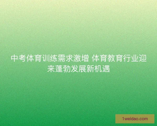 中考体育训练需求激增 体育教育行业迎来蓬勃发展新机遇
